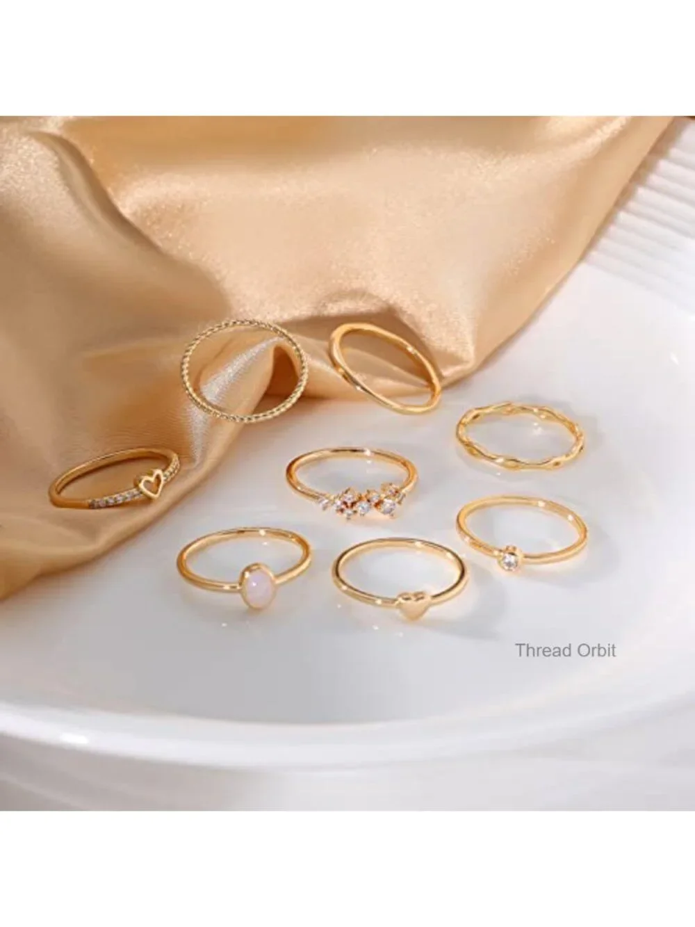 14K Gold Plated Stacking Ring Set Non Tarnish Dainty Stackable Rings Sizes 4-12